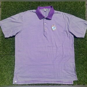 Peter Millar Purple Striped Polo, International Seniors Amateur Golf Society, XL